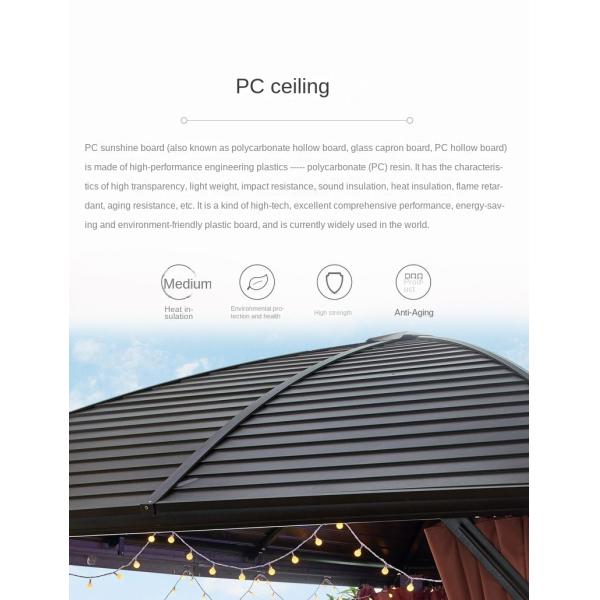 Aluminium Frame Summerhouses Luxury Outdoor Gazebo Tent With Hardtop Single Top 3x4m