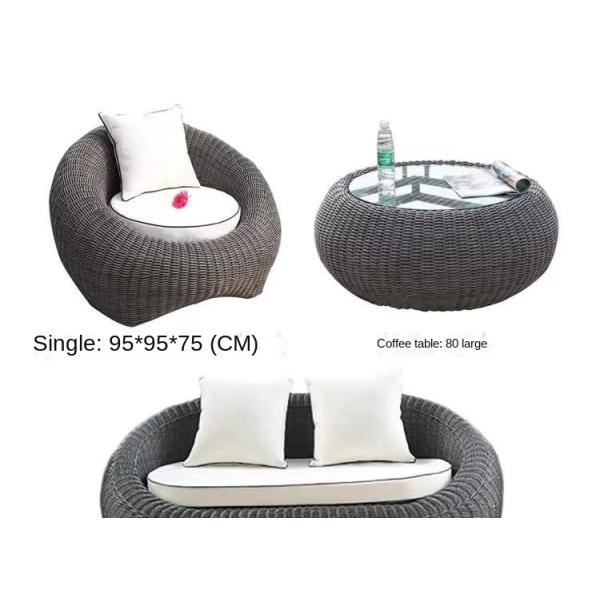 Hotel Outdoor Light Luxury Ellipse PE Rattan Sofa Set Patio Garden Waterproof Metal Furniture