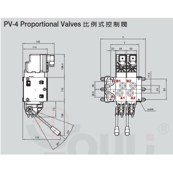 Proportional Valve PVG32 Series Youli PV-4/2s with Maximum Flow Rate of 110L/MIN