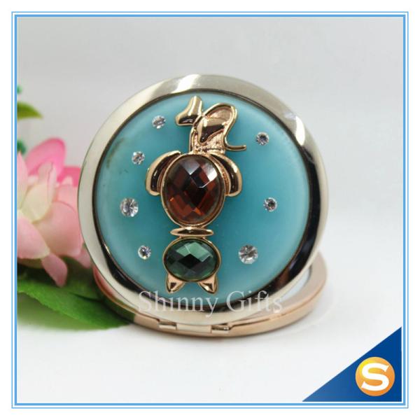 Shinny Gifts Novel Design Convenient Carrying Metal pocket Round Mirror