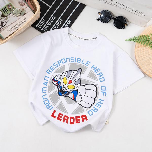 Summer Breathable Cotton Kids Dija Ultraman Short Sleeves