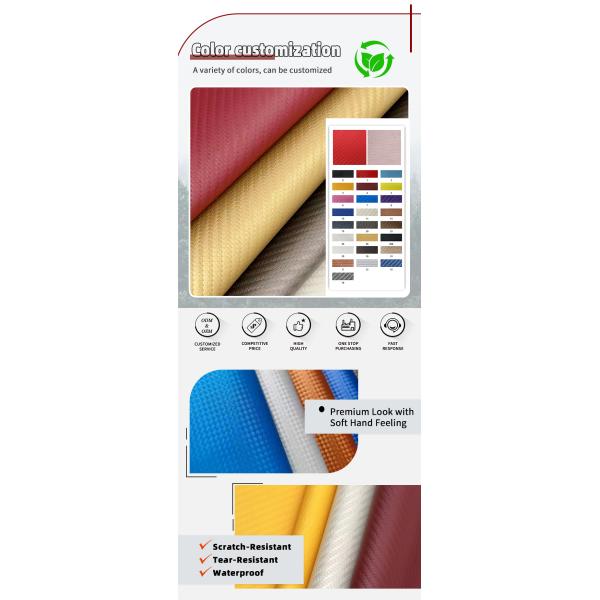 PVC Synthetic Leather Woven Grain Carbon Fiber Small Square Grid Car Interior Packing 1.5''  Wide Leather Fabric