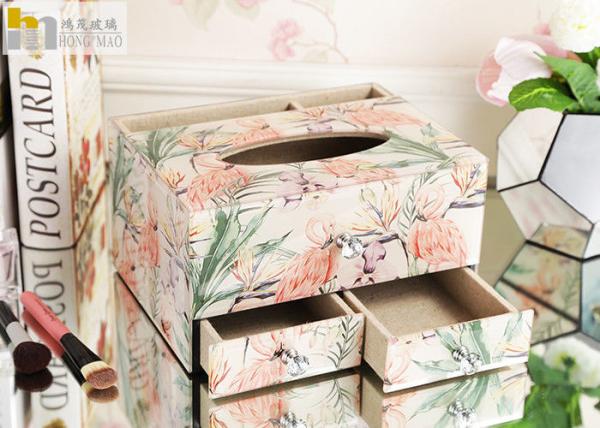 Toilet Luxury Glass Tissue Box With Inkjet / UV Paint Process Waterproof