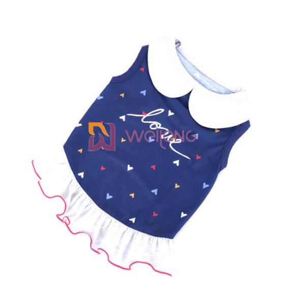 Digital Print Embroider Pet Dress Love Poly Jersey Custom Summer Heart Woven Collar Dog Dressing Gown
