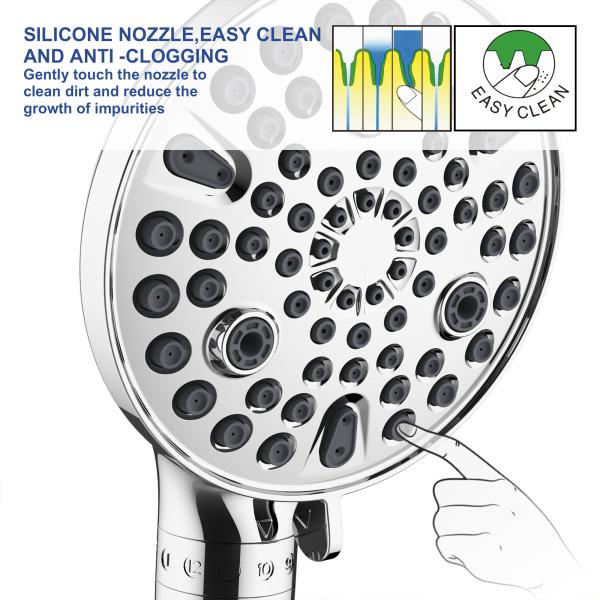 Get the Perfect Shower with this High Pressure Rain Shower Head and Stone Filter Combo