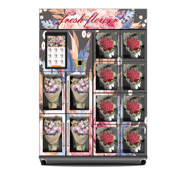Automatic Refrigerated Flower Vending Machine with touchscreen & galvanized sheet  | Smart Bouquet Dispenser for Malls and Airports