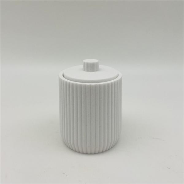 White Sand Polyresin Clear Bathroom Accessories With Vertical Stripe Wood Parts