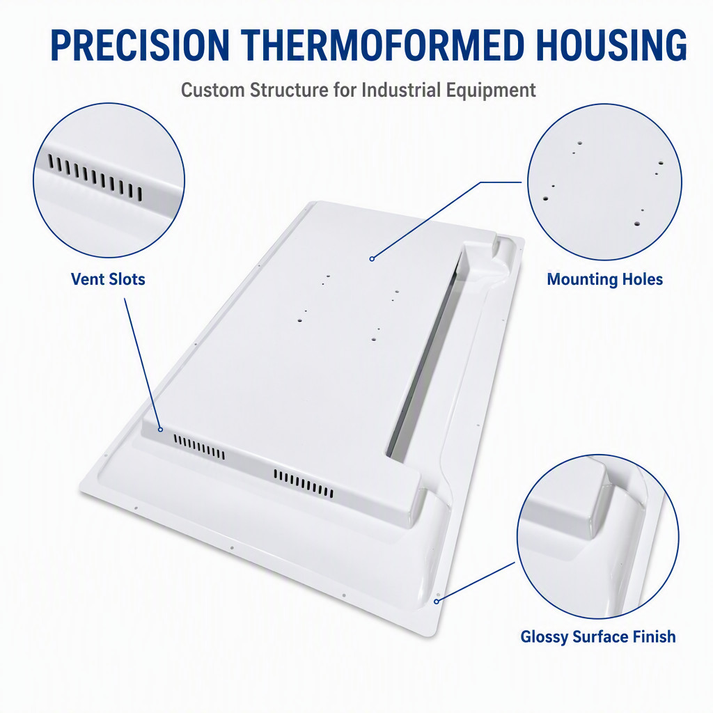 OEM Thick Vacuum Formed AC Control Panel Housing | Heavy Duty Thermoforming Plastic Cover Cutting for HVAC Customized Shapes