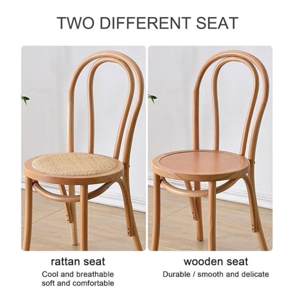 American Retro Black Solid Beech Wood Frame Woven Rattan Seat Bistro Restaurant Dining Side Chair Wholesale