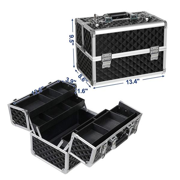 Heavy Duty Aluminum Material Professional Makeup Box With Adjustable Trays