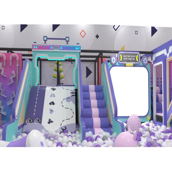 Family Fun Interactive Trampoline Park with Ball Pit / Mystic Slide