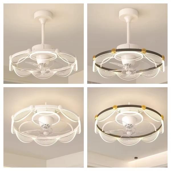 SENKAI Французский кремный стиль спальная лампа Творческий потолочный фан-лампа Теплая и романтичная мастер спальная студия фан-лампа