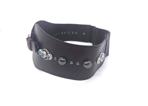 Women Genuine Leather Pin Buckle Retro Elastic Belts For Dresses  /  Wide Cinch Belt