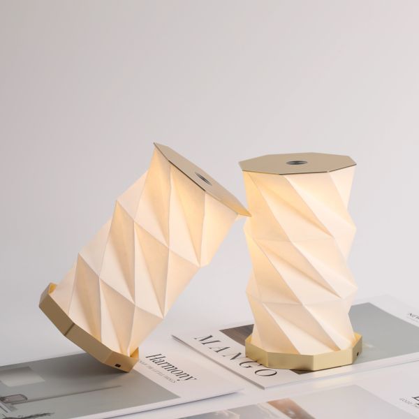 Cordless Foldable ABS Paper Tall Lamp Rechargeable Night Lights Touch Control Eco Friendly