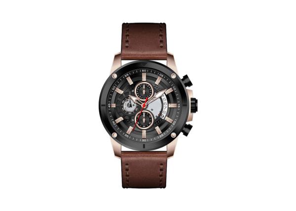 Genuine Leather Strap Male Timepieces Stainless Steel Back Watch