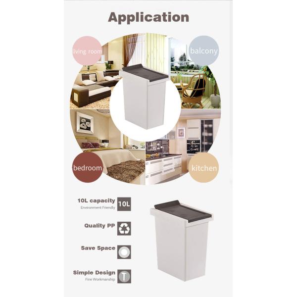 Convenient 10L Pressing Type Plastic Trash Can for Household Waste Disposal