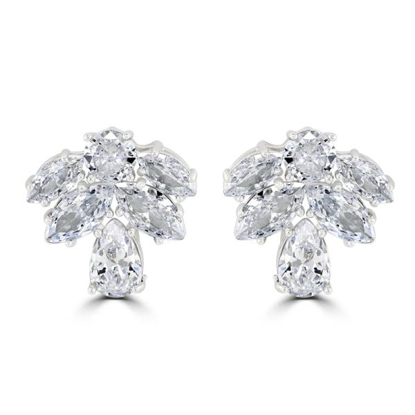 18K Gold Plated Brass Wedding Earrings featuring Cubic Zircon for Beauty White Lovers