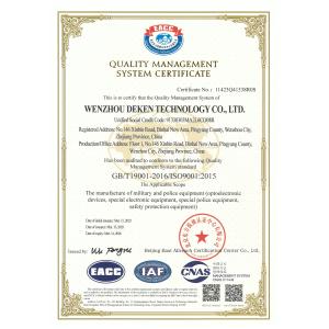 WENZHOU DEKEN TECHNOLOGY CO., LTD Сертификации