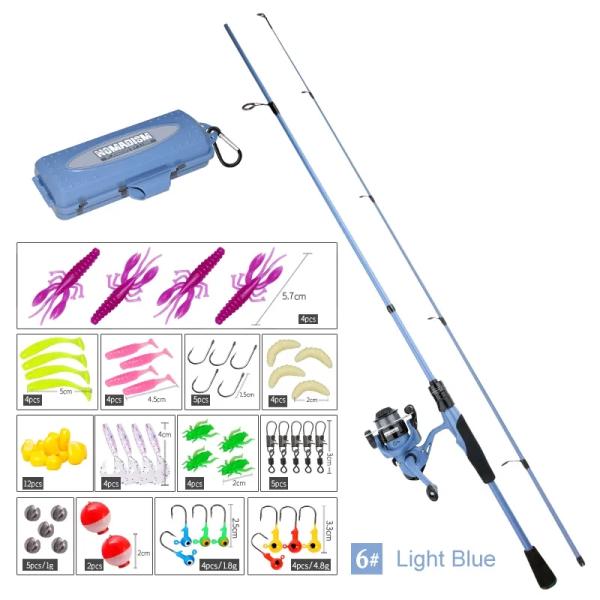 Ocean Beach Fishing Tackle Set 1.82m 2 Sections ML Hard Carbon Spinning Fishing Full Set