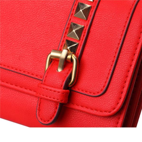 The new solid color long section of the wallet buckle rivets Europe Women's leather wallet