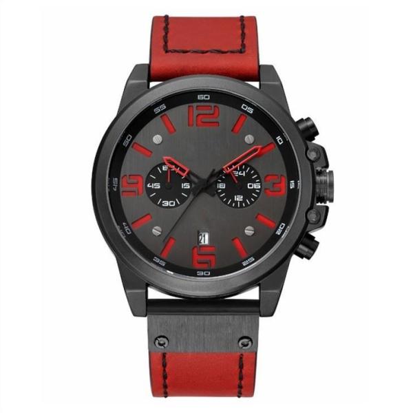 Waterproof Calendar Leather Men Watches Six Pin Sport 4.8cm Dia