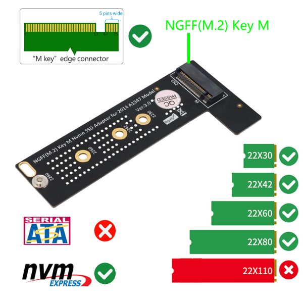 M.2 NGFF Adapter NVME SSD Converter Card with PCB Material 6 Months Warranty and 15g Weight for MacBook Mini A1347