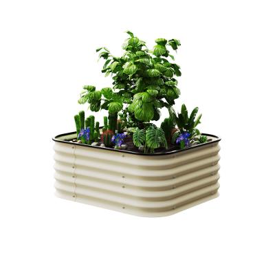 Lightweight Galvanized Raised Garden Bed 3.5*3.5*1. 5Ft Easy Assembly Ivory White