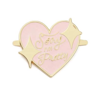 Customized Heart Shape Metal Logo Tag with Pink Background Superior and Handbags