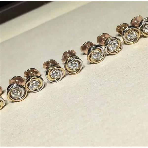 C Three circle ring earrings18K white gold, 18K yellow gold, 18K rose gold, diamond. Model: B8045300