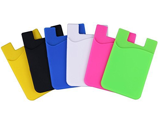 Custom Adhesive Silicone Credit Card Holder Red / Black Color For Promotional Gifts