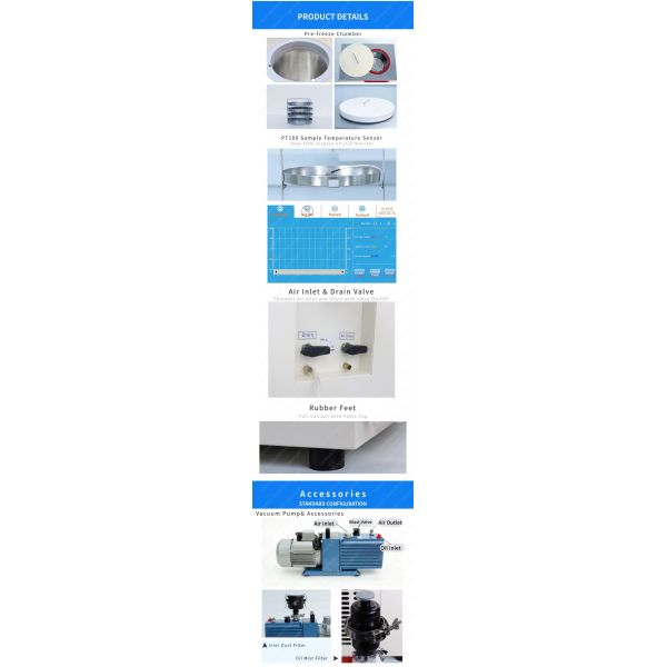 8 Port Manifold Type Benchtop Freeze Dryer -60C 3Kg Bench Top Lyophilizer