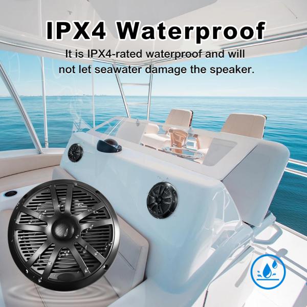 GRANDnavi 6.5Inch Marine Audio Waterproof Speakers in Black and White PP Cup with 4Ohm Impedance