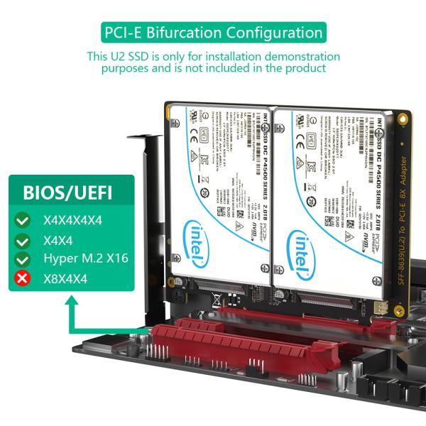 Двойной U.2 SSD на PCIe 4.0 X8 адаптер молниеносной передачи данных