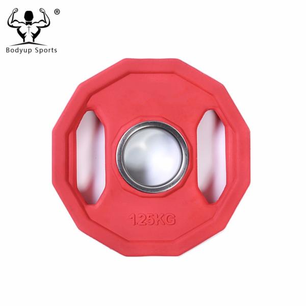 Polygonal Rubber Coated Weight Lifting Plates 45 lbs for Gym Fitness