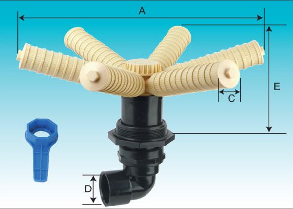 Hub and lateral for FRP Pressure Tanks Bottom mount 6 laterals control valves 4 - 8 thread
