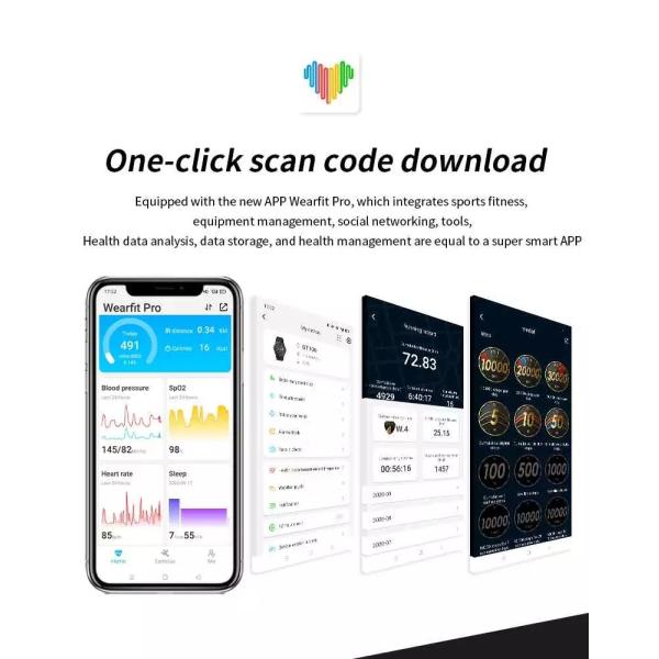 HW16 1,72 медленно двигают полноэкранный Wristband Smartwatch слепимости HD анти-