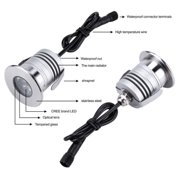 IP68 3W at 280LM Underwater led lights, stainless steel material, 45° beam angle