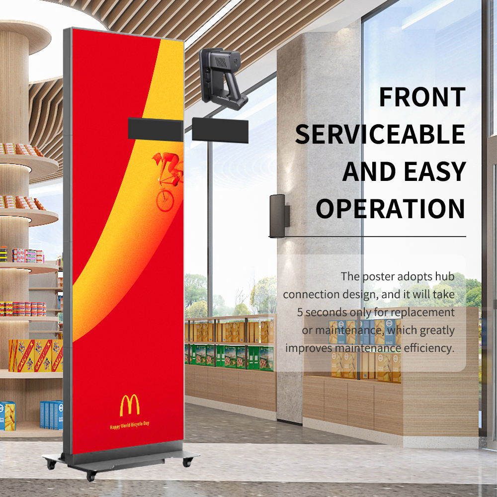 Foldable LED Poster P2.5 GOB Poster LED Screen Hd Display Stand Totem Double-sided Free Standing Led Poster Screen for Shopping Mall