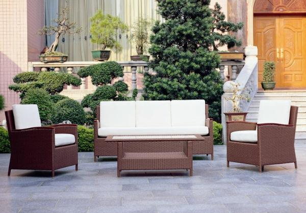 4pcs wooden arms wicker sofas  