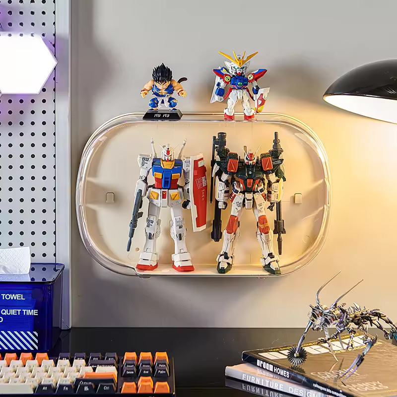 Stylish LED Lit Wall Mounted Blind Box Case Magnetic Transparent Storage Stackable Design Collectible Toys Living Room Bedroom