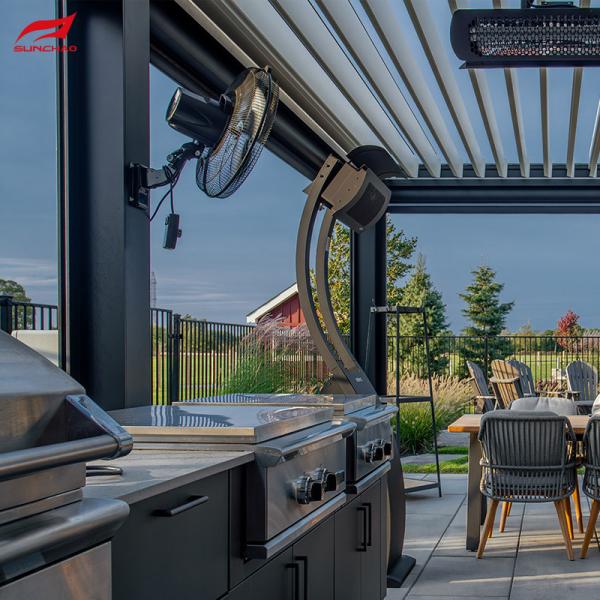 Customized Color Motorized Aluminum Pergola for Swimming Pool Smart Home Integration and Remote Control