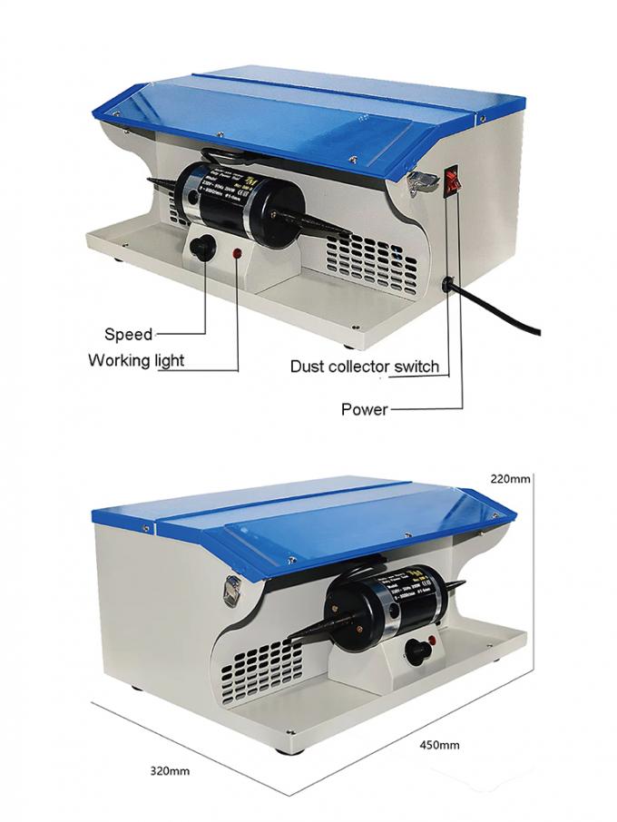 DM-S Double Spindle Mini Polisher with Empty Spindles for Custom Jewelry Buff Wheels