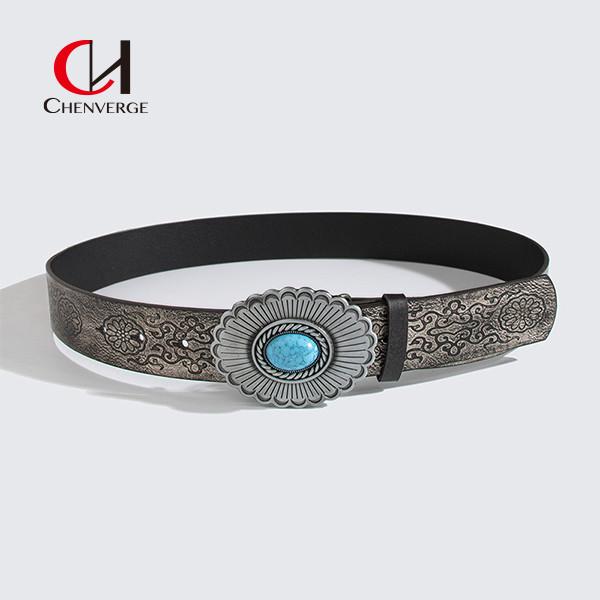 Cinto de couro feminino moda ocidental jeans retrô cool meninas todas as estações