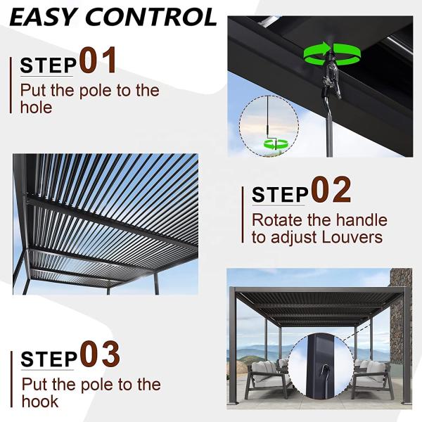 10' × 10' укрытие тени Солнца патио регулируемой перголы руководства Hardtop Louvered на открытом воздухе