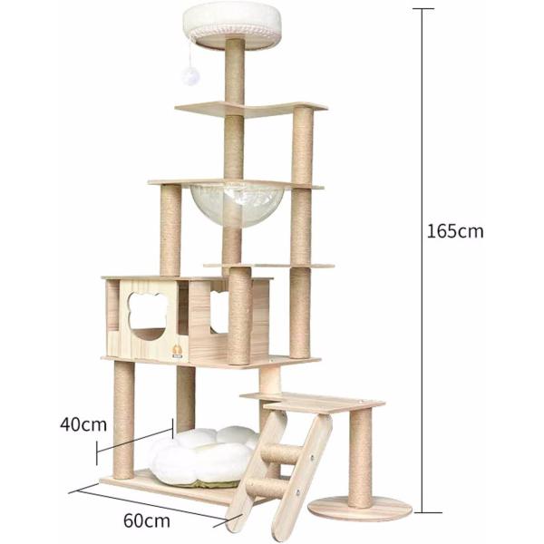 Customized Size Wood Cat Tower with Multi-Level Climbing Frame Scratcher Components