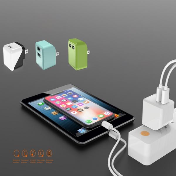 Flip Foldable Prong Dual USB 5V3.4A ETL FCC USA Wall Charger