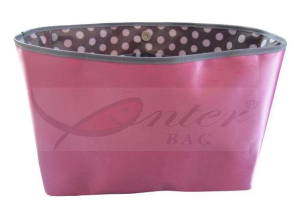 Pink Satin Zippered Purse Organizer Insert / Interior Purse Organizer