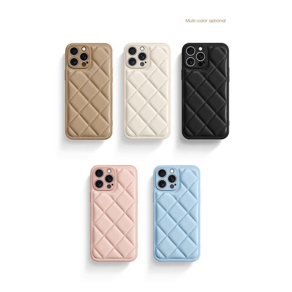 PU Lingge Winter Down Jacket Mobile Phone Cases for iPhone 15 Pro Max Lingge Material