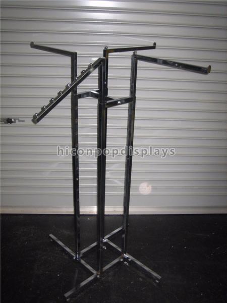 Boutique Clothing Store Fixtures 4 - Way Hanging Clothing Display Racks For Garment