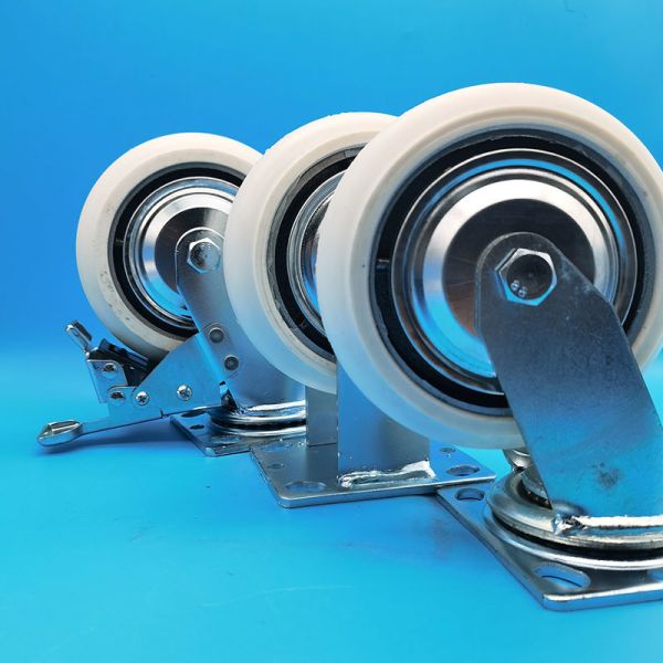 Wear Resistance Industrial White 6 inches  PU Shock Absorbing Casters Heavy Load-Bearing  Wheels Food Processing